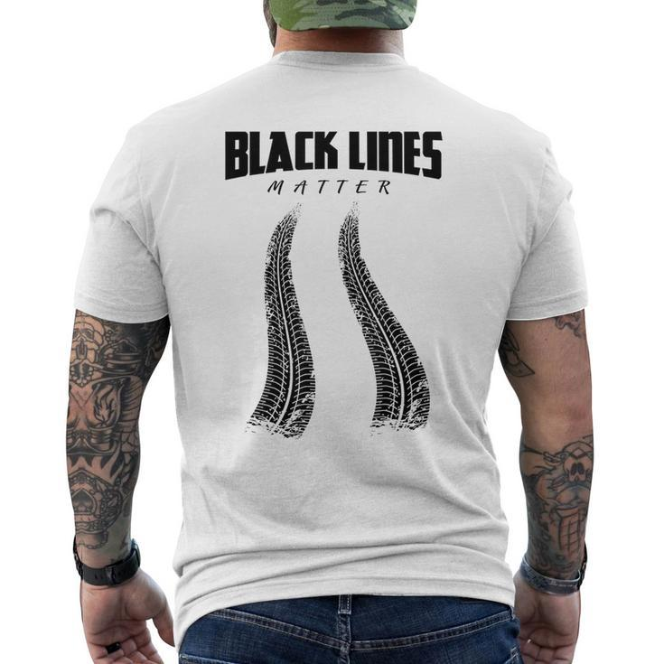 Black Lines Matter Car Burnout Skid Mens Back Print T-shirt