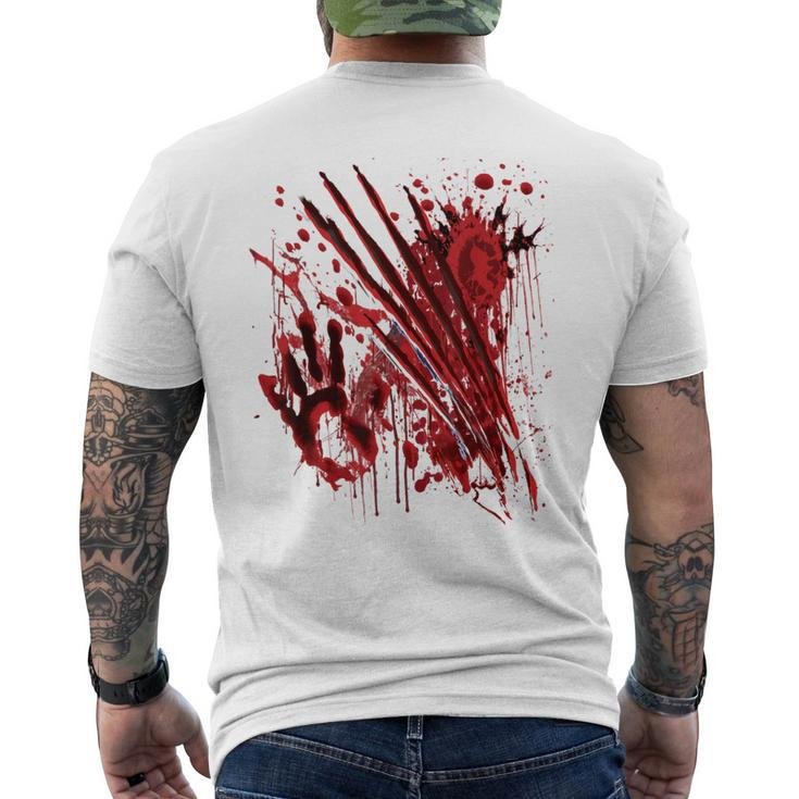 Blood Splatter Bloody Handprint Red Hand Zombie Outbreak Men's T-shirt Back  Print | Monsterry
