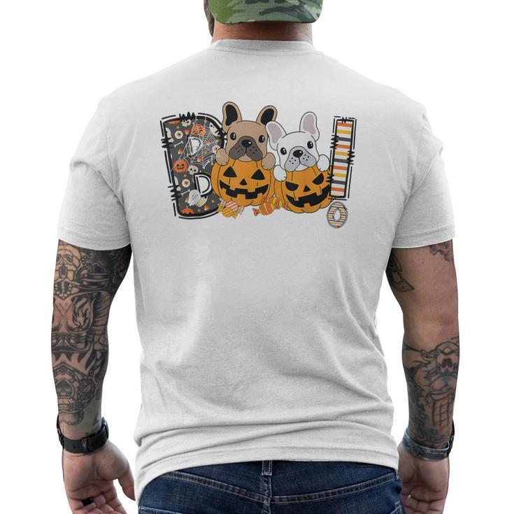 Boo French Bulldog Pumpkin Candy Dog Puppy Halloween Costume Men's T-shirt Back Print