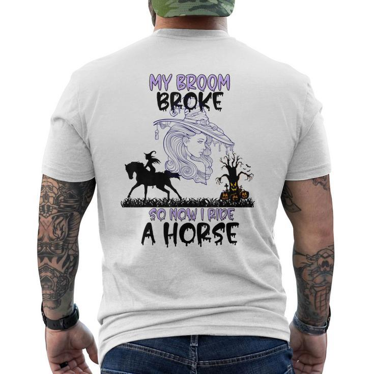 My Broom Broke Halloween Equestrian Quotes Men's Back Print T-shirt