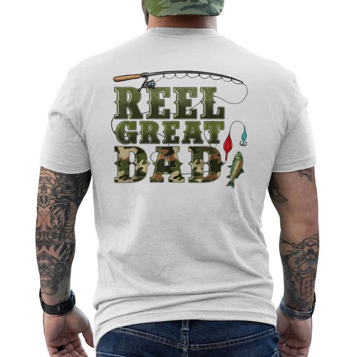 Camouflage Reel Great Dad Fishing Happy Fathers Day  Mens Back Print T-shirt