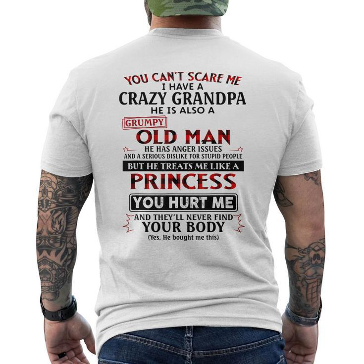 You Cant Scare Me I Have A Crazy Grandpa Grumpy Old Man Men's Back Print T-shirt