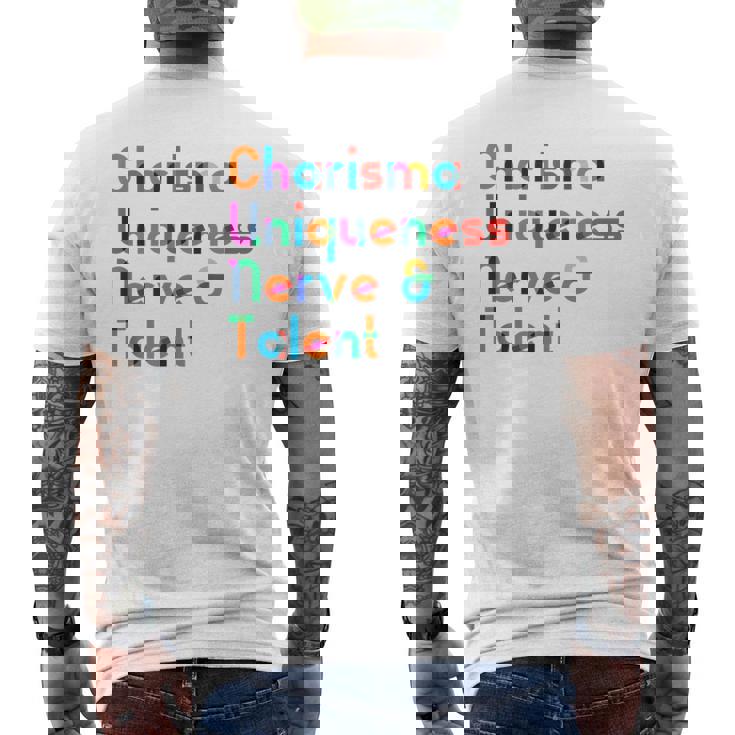 Charisma Uniqueness Nerve & Talent Drag Queen Men's T-shirt Back Print