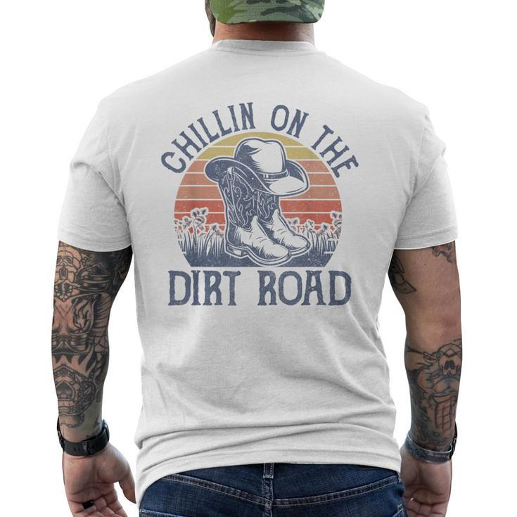 Chillin On The Dirt Road Cowboy Hat Country Music  Mens Back Print T-shirt