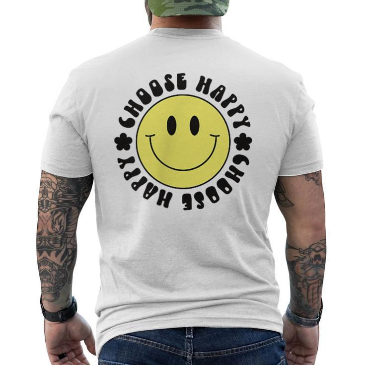 Choose Happy 70S Yellow Smile Face Cute Smiling Face Men's T-shirt Back Print