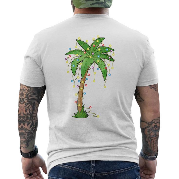 Christmas Lights Palm Tree Beach Tropical Xmas Men's T-shirt Back Print