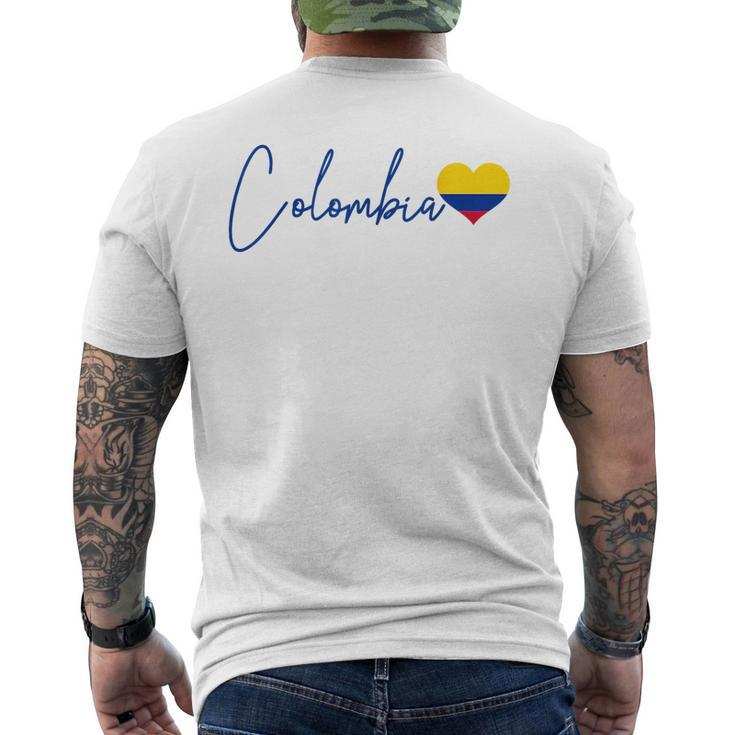 Colombia Heart Pride Colombian Flag  Mens Back Print T-shirt