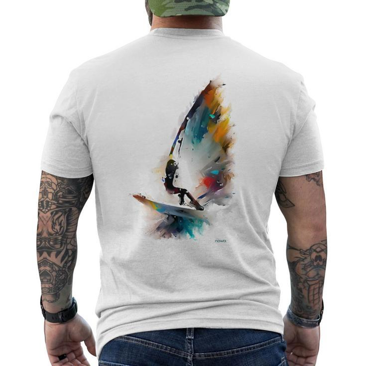 Cool Windsurfer On A Surfboard Riding The Waves Of The Ocean Men's T-shirt Back Print