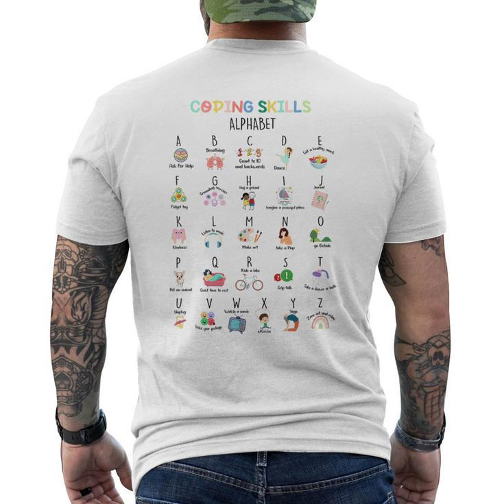 Coping Skills Alphabet Mental Health Positive Thinking   Mens Back Print T-shirt