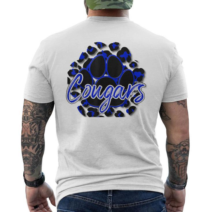 Cougar Blue Black Cheetah School Sports Fan Team Spirit Men's T-shirt Back Print