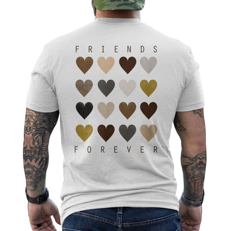 Cute Friends Forever Watercolor Patterned Hearts Friendship  Men's Crewneck Short Sleeve Back Print T-shirt