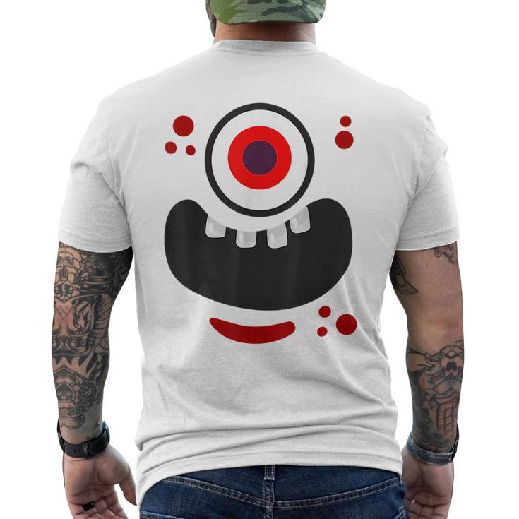 Cute Monster Face Scary Eyeball & Mouth Funny Red Monster  Mens Back Print T-shirt