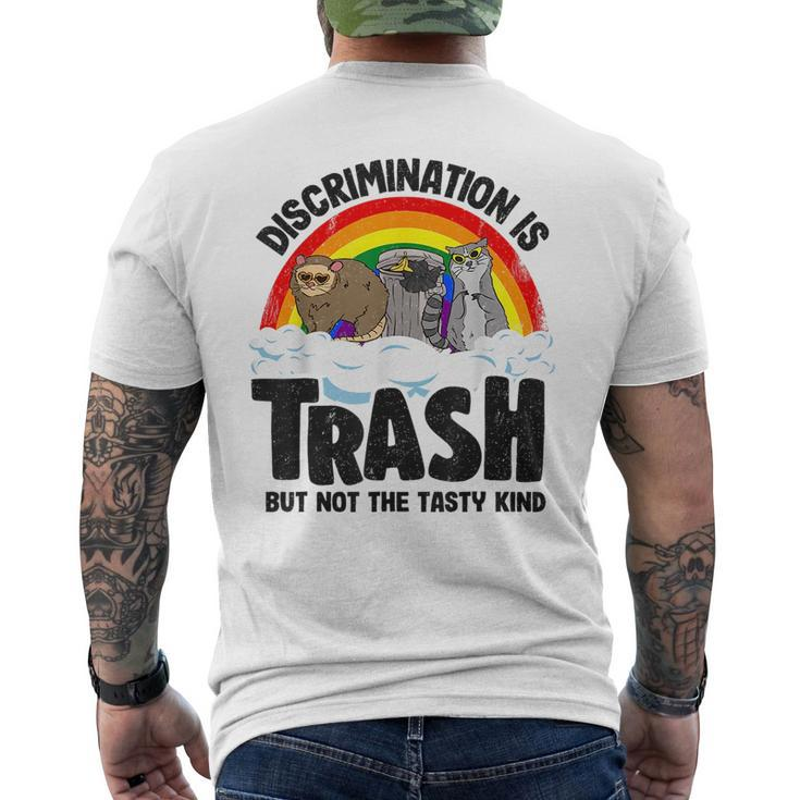Discrimination Is Trash Gay Pride Raccoon Opossum Ally Lgbt  Mens Back Print T-shirt