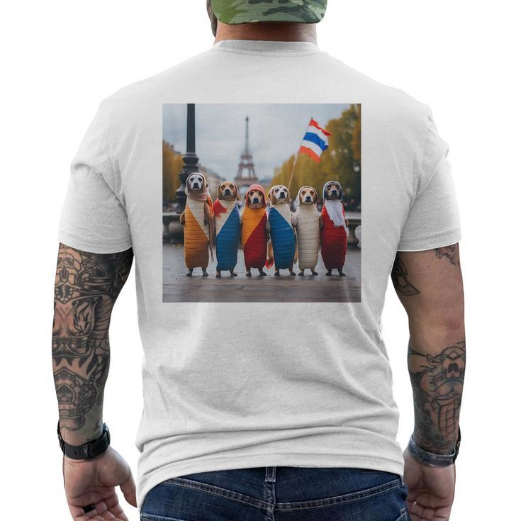 Dogs In Paris Mens Back Print T-shirt