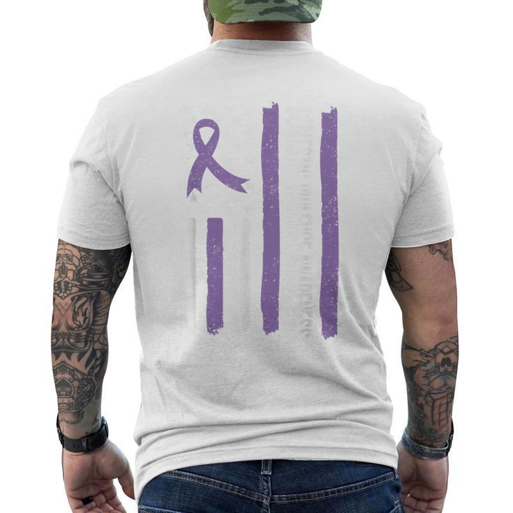 Domestic Violence Awareness Month American Flag Ribbon Men's T-shirt Back Print