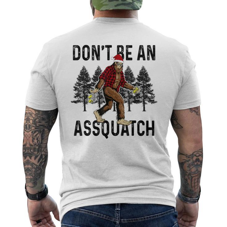 Don't Be An Assquatch Snarky Outdoor Sasquatch Night Stroll Men's T-shirt Back Print