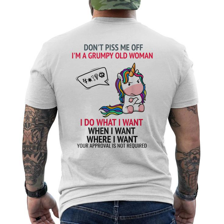 Dont Piss Me Off Im A Grumpy Old Woman Cute Unicorn Men's Back Print T-shirt