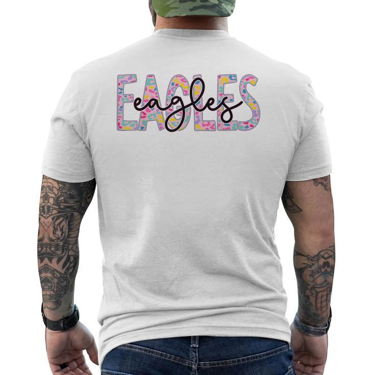 Eagles Colorful Leopard School Spirit Men's T-shirt Back Print