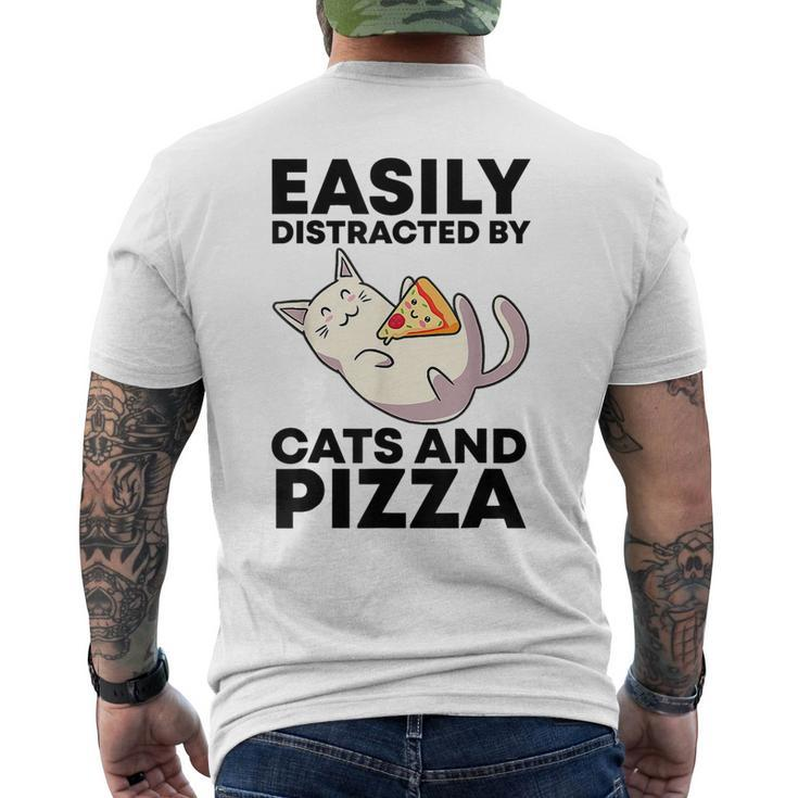 Easily Distracted By Cats And Pizza Kawaii Cat Lovers Men's T-shirt Back Print