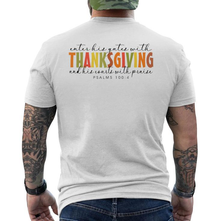 Enter Gates And His Courts With Thanksgiving And Praise Men's T-shirt Back Print