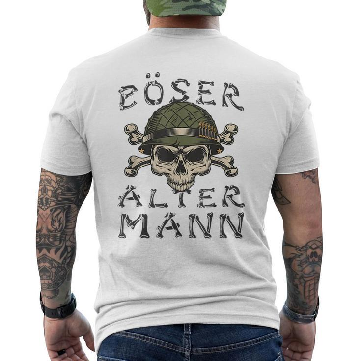 Evil Old Man Skull Soldier Bone Font  Mens Back Print T-shirt