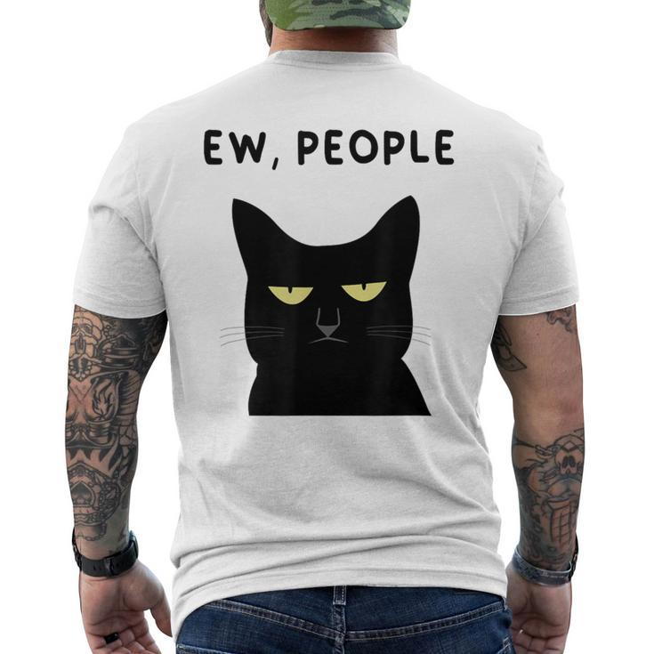 Ew People I Hate People Black Cat Yellow Eyes Men's T-shirt Back Print