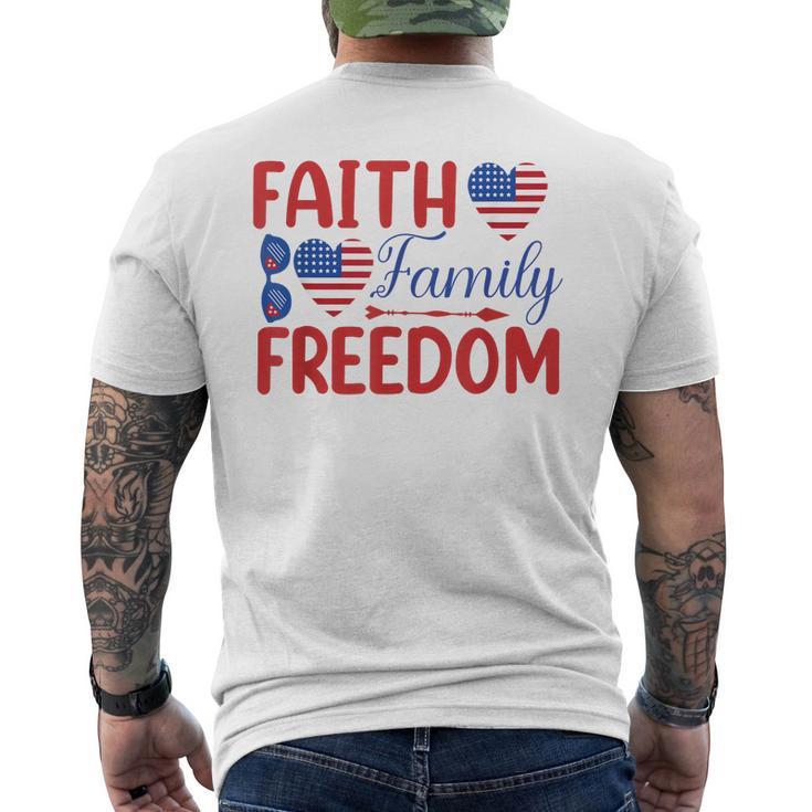 Faith Family Freedom Usa Flag July 4Th American Independence Mens Back Print T-shirt