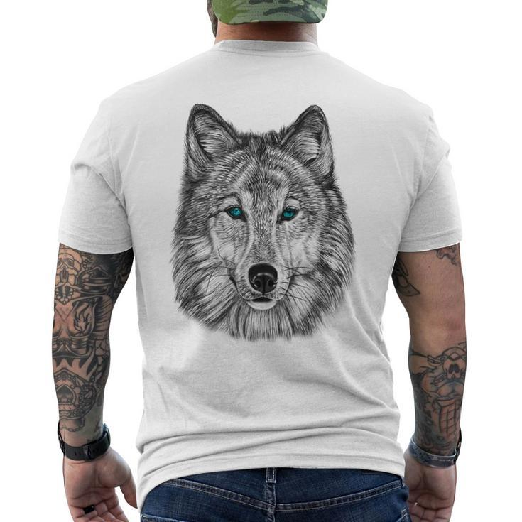 Fearless Eye Of The Wolf Face Print Black And White Graphic Men's T-shirt Back Print