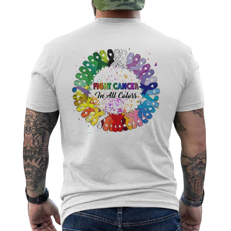 Fight Cancer In All Color Ribbon Fighter Warrior Support Men's T-shirt Back Print