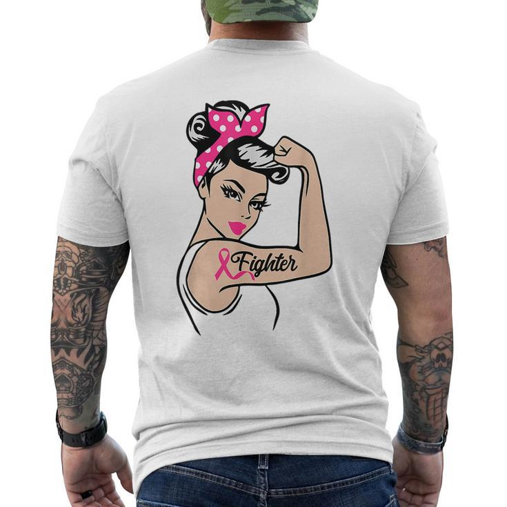 Fighter Rosie The Riveter Breast Cancer Awareness Men's T-shirt Back Print