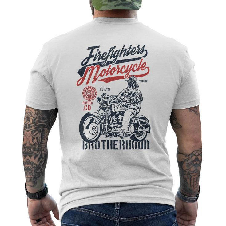 Firefighter Motorcycle Retro Fireman Men's Back Print T-shirt