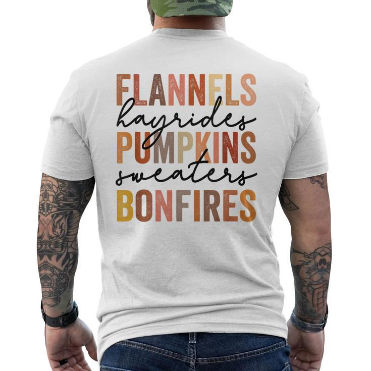 Flannels Hayrides Pumpkins Vintage Sweaters Bonfires Autumn Autumn Men's T-shirt Back Print