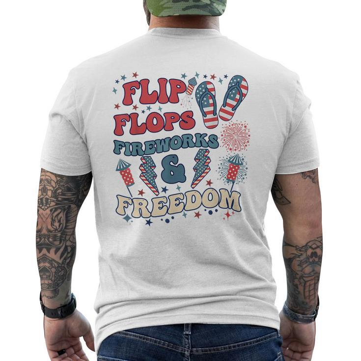 Flip Flops Fireworks And Freedom Groovy Mens Back Print T-shirt
