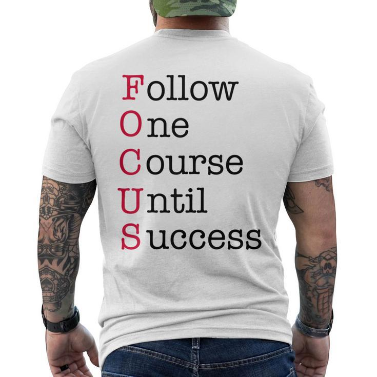 Focus  - Red - Motivational Entrepreneur Acronym Mens Back Print T-shirt