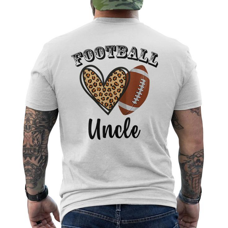 Football Uncle Leopard Heart Sports Players Fathers Day  Mens Back Print T-shirt