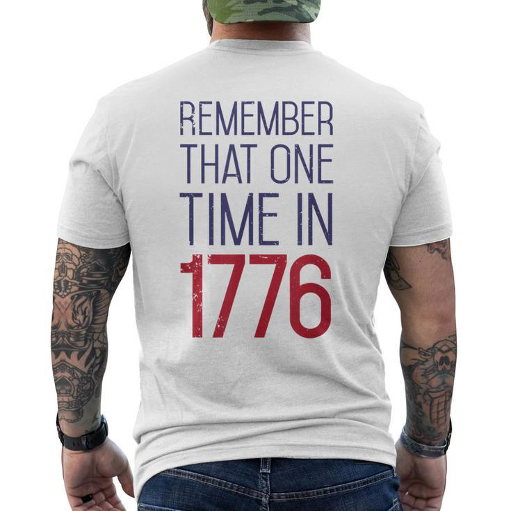 Fourth Of July Remember 1776 American History Usa Men's Back Print T-shirt