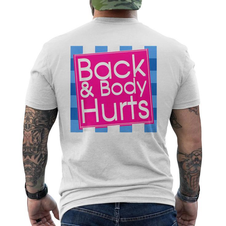 Funny Back Body Hurts  Quote Exercise Workout Gym Top  Mens Back Print T-shirt