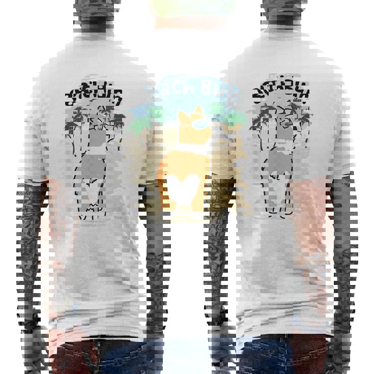 Funny Corgi Dog Beach BumMens Back Print T-shirt Funny Corgi Dog Beach BumMens Back Print T-shirt