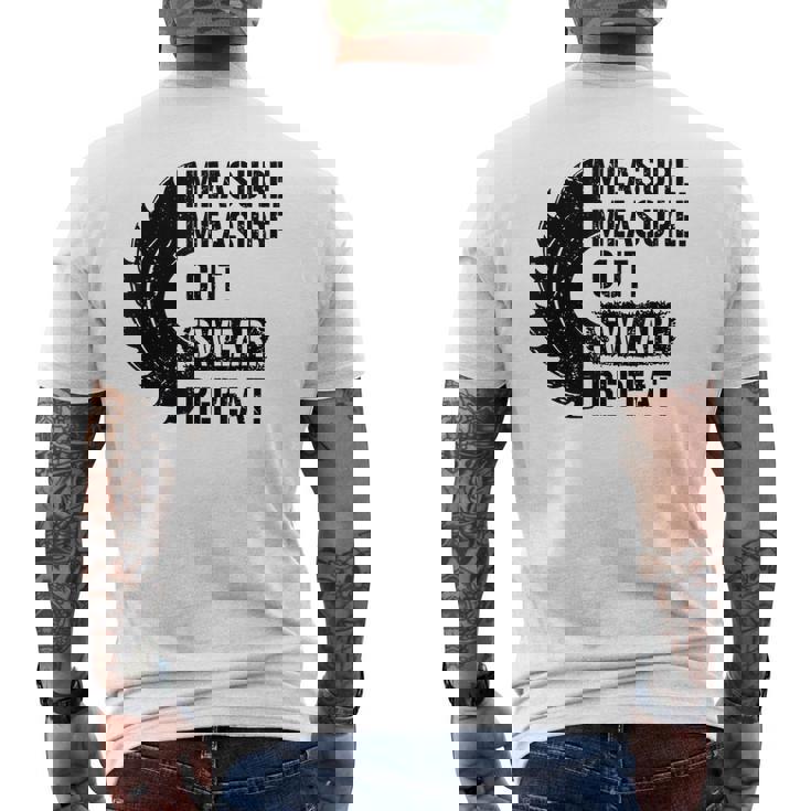 Funny Dad Measure Cut Swear Repeat Handyman Father Day T  Mens Back Print T-shirt