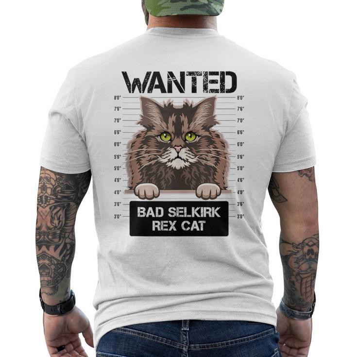 Wanted Bad Selkirk Rex Cat Kitty Kitten Owners Lovers Men's T-shirt Back Print