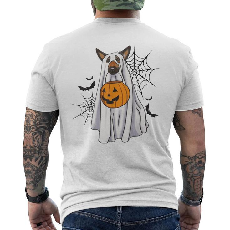 German Shepherd Ghost Halloween Pumpkin For Dog Lover Men's T-shirt Back Print
