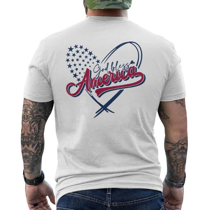 God Bless America Usa Flag Patriotic 4Th Of July Christian  Mens Back Print T-shirt