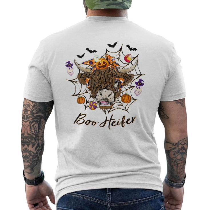 Halloween Boo Heifer Highland Cow Pumpkin Spooky Heifer Halloween Men's T-shirt Back Print