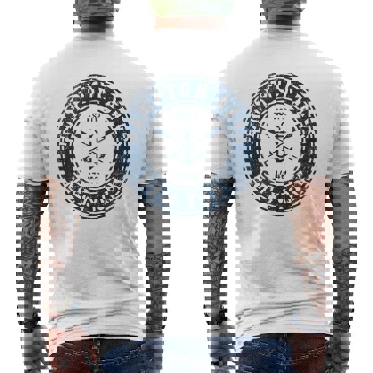Hampton Bays New York Ny Vintage Boat Anchor & Oars Mens Back Print T-shirt