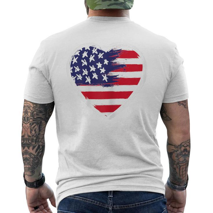 Heart Us Flag 4Th Of July Patriotic American Stars Stripes Men's T-shirt Back Print