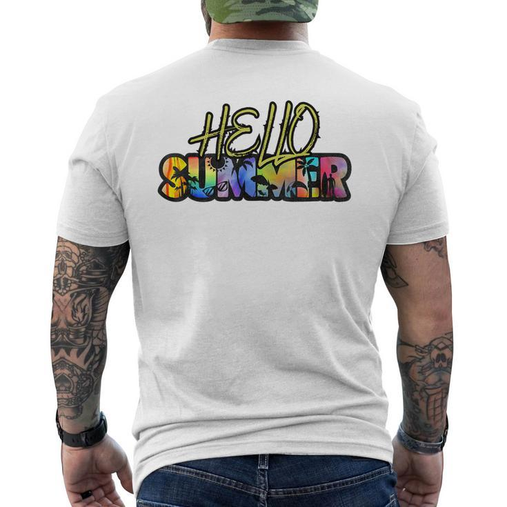 Hello Summer Hawaii Beach Summer Vacation Family Tie Dye  Mens Back Print T-shirt