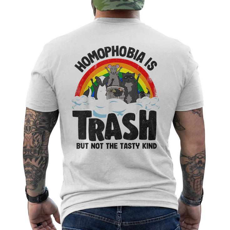 Homophobia Is Trash Gay Pride Raccoon Opossum Ally Lgbt  Mens Back Print T-shirt