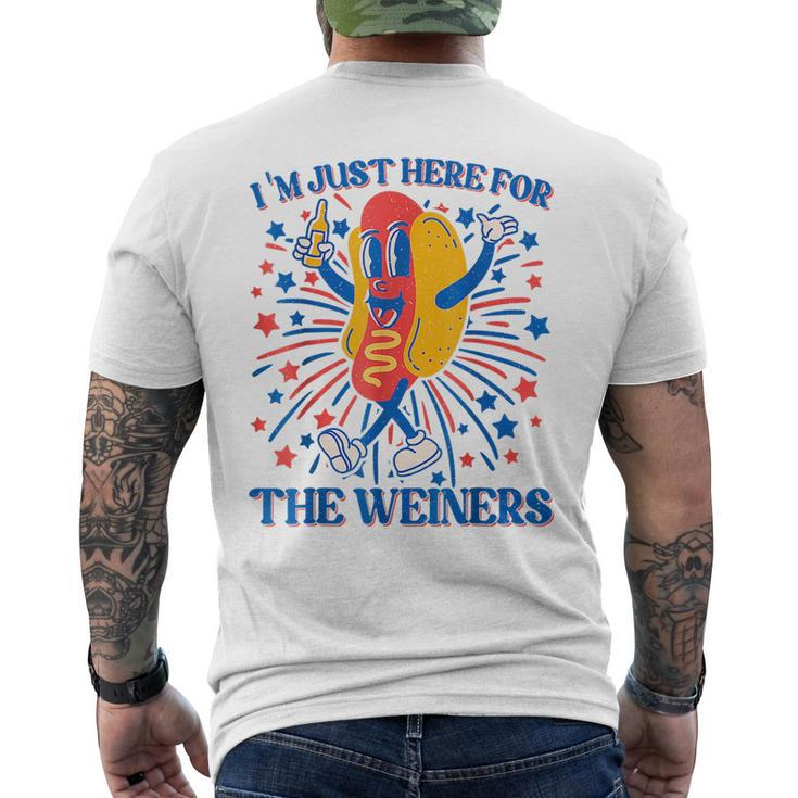 Hot Dog Im Just Here For The Wieners 4Th Of July Mens Back Print T-shirt