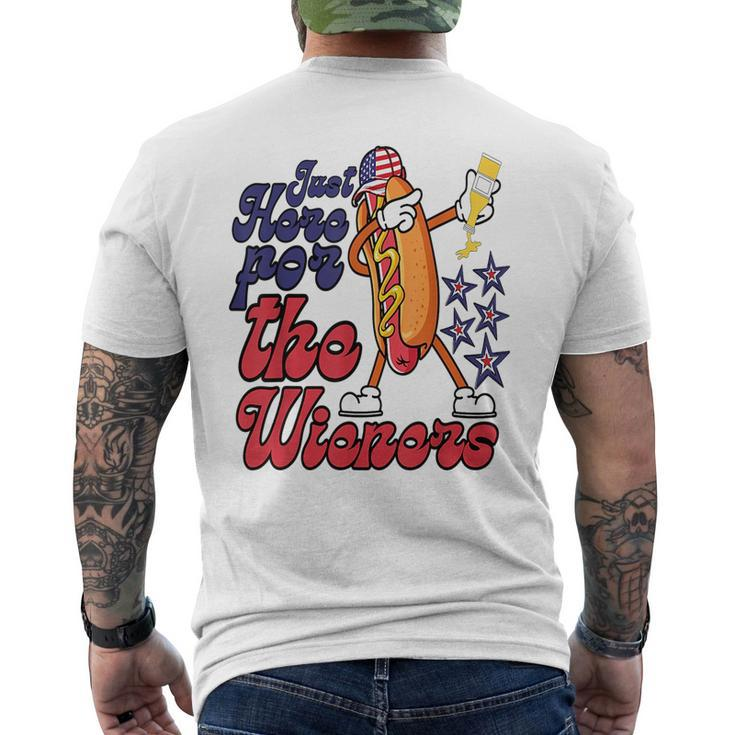 Hot Dog Im Just Here For The Wieners 4Th Of July  Men's Crewneck Short Sleeve Back Print T-shirt