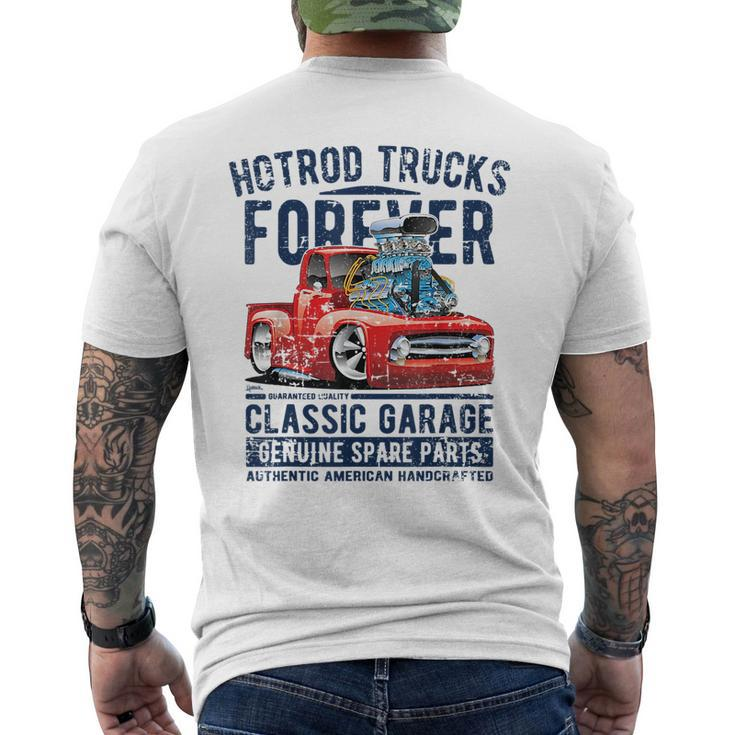 Hotrod Trucks Forever Cartoon Truck Distressed Design Mens Back Print T-shirt